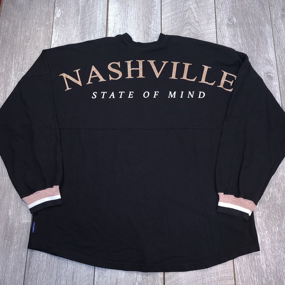 Spirit Jersey Nashville State of Mind Mens XXL Black Rose Gold Glitter Shirt